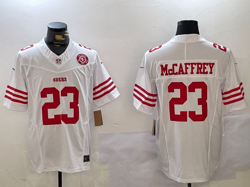 Men San Francisco 49ers #23 Mccaffrey White Three generations 2024 Nike Vapor Limited NFL Jersey style 6->san francisco 49ers->NFL Jersey